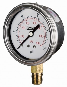 Baker AVNC-160P Pressure Gauge 0-160 PSI