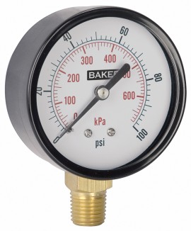 Baker LVBNA-15P Pressure Gauge 0-15 PSI