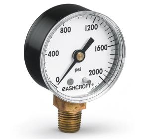 Ashcroft 35W1005H-02L-0/100 Commercial Pressure Gauge 3-1/2" Dial PowerFlex 1/4" NPT Lower Mount 0-100 PSI