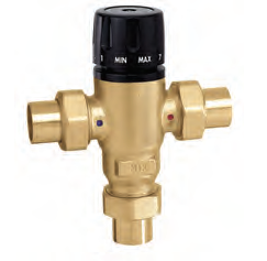 Caleffi 521409A Adjustable 3-Way Thermostatic Mixing Valve 1/2" Sweat 3Cv