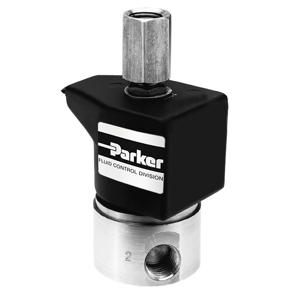 Parker 30CC02MV4B2F General Purpose Solenoid Valve 3-Way 1/8" NPT Normally Closed 120 V 40 PSI