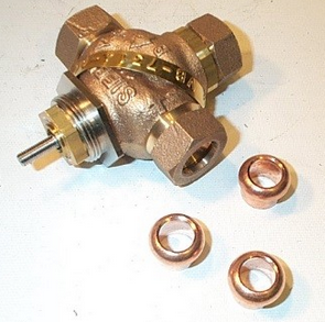 Barber Colman (Schneider Electric) VB-7314-0-4-4 Mixing Valve 3-Way Bronze Body 1/2" Union Sweat 4.4CV