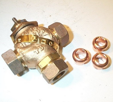 Barber Colman (Schneider Electric) VB-7314-0-4-2 Mixing Valve 3-Way Bronze Body 1/2" Union Sweat 2.2Cv