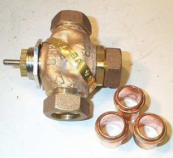Barber Colman (Schneider Electric) VB-7314-0-4-6 Mixing Valve 3-Way Bronze Body 3/4" Union Sweat 7.5Cv