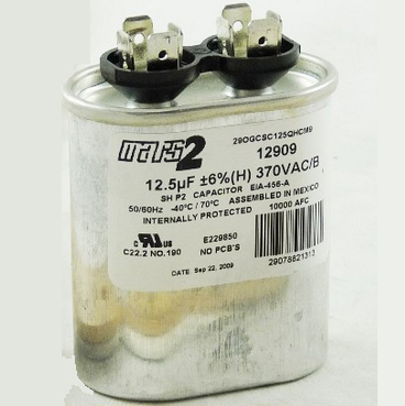 Mars 12909 Single Oval Run Capacitor 125 MFD 370V