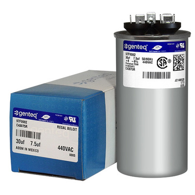 Genteq C43075R Dual Round Capacitor 440v 30+7.5MFD