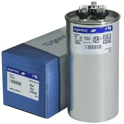 Genteq C38010R Dual Round Capacitor 370v 80+10MFD