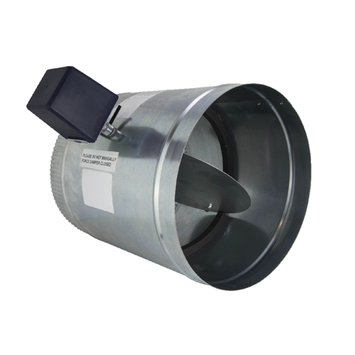iO HVAC Controls D-06 Round 2-Position Damper with Spring Return Actuator 2-Wire 24V 6"