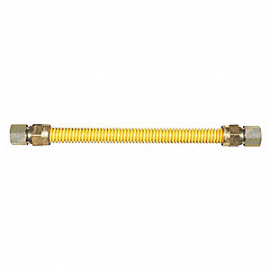 DuraTrac DS1248D Gas Connectors Un-Coated Stainless Steel 1/2" OD Tubing with 1/2" Flare Nuts