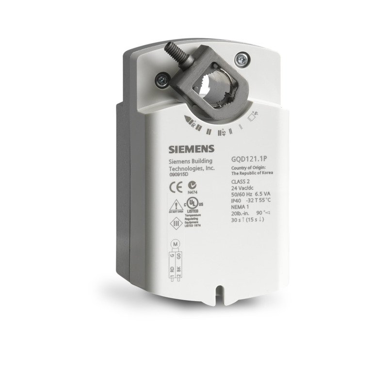 Siemens Building Technology GQD121.1P OpenAir Rotary Damper Actuator 24V Spring Return 20psi 2-Position Control Signal