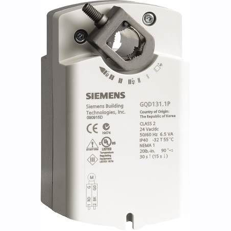 Siemens Building Technology GQD131.1P OpenAir Rotary Damper Actuator 24V Spring Return 20psi Floating Control Signal