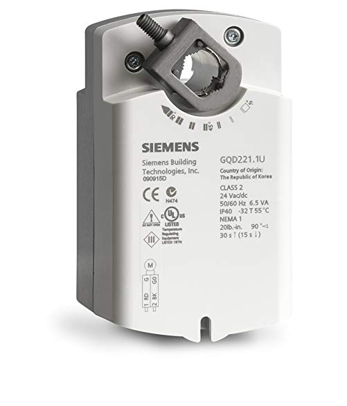 Siemens Building Technology GQD221.1U OpenAir Rotary Damper Actuator 120V Spring Return 20psi 2-Position Control Signal
