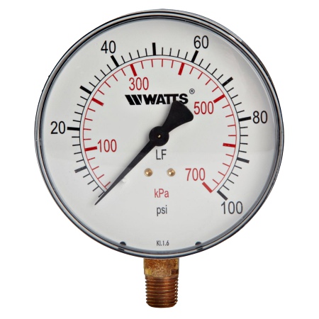 Watts 0121654 Bottom-Entry Pressure Gauge 1/4" (LFDPG1-4 0-100)