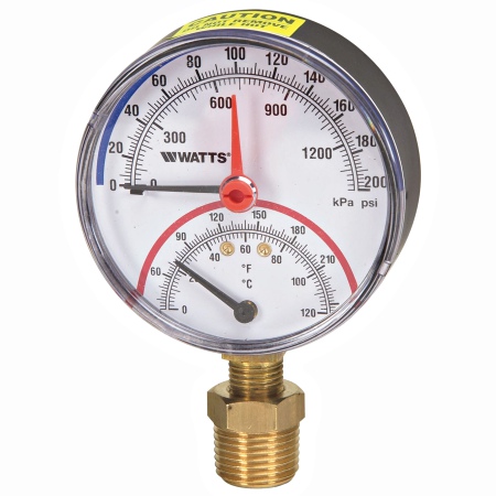 Watts 0121664 Temperature and Pressure Gauge 1/2" (LFDPTG1-3 0-75)