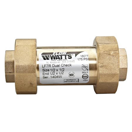 Watts 0072206 Lead Free Dual Check Valve 1/2" X 1/2" (LF7RU2-U2)