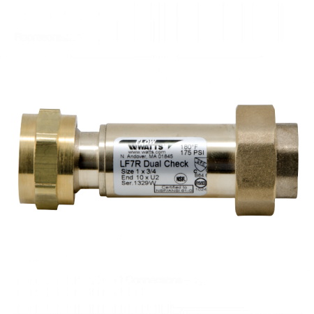 Watts 0072207 Lead Free Dual Check Valve 1" X 3/4" (LF7R10-U2)