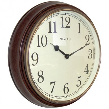 Westclox 73004P Round Dark Woodgrain Clock 15.5"