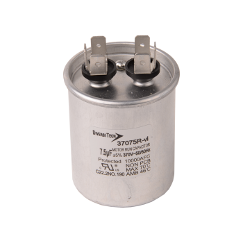 DiversiTech 37075R Single Round Run Capacitor 7.5 MFD 370V