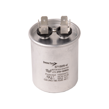DiversiTech 37150R Single Round Run Capacitor 15 MFD 370V