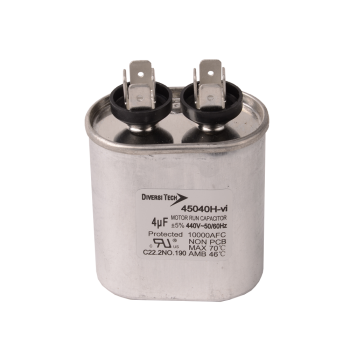 DiversiTech 45040H Single Oval Run Capacitor 4 MFD 440V