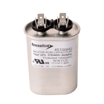 DiversiTech 45100HU Single Oval Run Capacitor 10 MFD 370/440V
