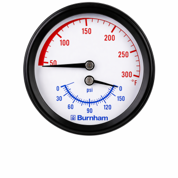 Burnham Boiler 8056028 Temperature Pressure Gauge 0 to 100 PSI 80 &deg;F to 320 &deg;F