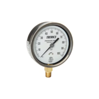 Trerice 600CB3502LA100 Analog Gauge 3.5" Diameter 0-100 psi 1/4" Bottom Mount