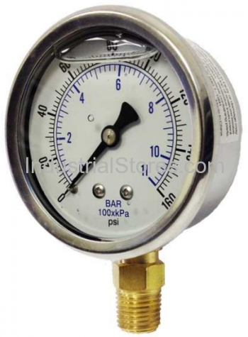 Kodiak Controls 201L40-30/15 Gauges & Accesories 4" Dial Liquid 1/4" Bottom Mount -30/15psi
