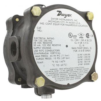 Dwyer 1950G-0-B-24-NA Explosion-Proof Differential Pressure Switch 0.15" to 0.5" W.C. 24VDC Non-Atex