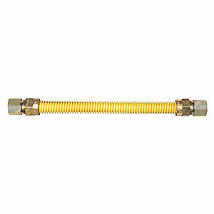 DuraTrac DS1248D Gas Connectors Un-Coated Stainless Steel 1/2" OD Tubing with 1/2" Flare Nuts