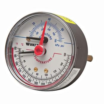 Watts 0121724 Combination Pressure & Temperature Gauge 1/4" (LFDPTG3L-2 1/2 0-75)