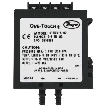 Dwyer 616KD-13-V Differential Pressure Transmitter 2% Accuracy 0-1250 Pa 0-5/0-10V