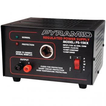 PYRAMID PS15KX 10-Amp 13.8-Volt Power Supply with Car-Charger Adapter