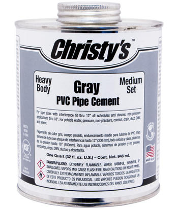 Christy RH-BGLV-HP Gray Heavy Pvc Cement 8Oz