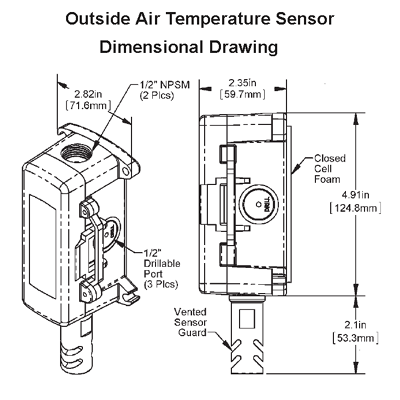 Automated Logic ALC/10K-2-O-BB Outside Air Temperature Sensor